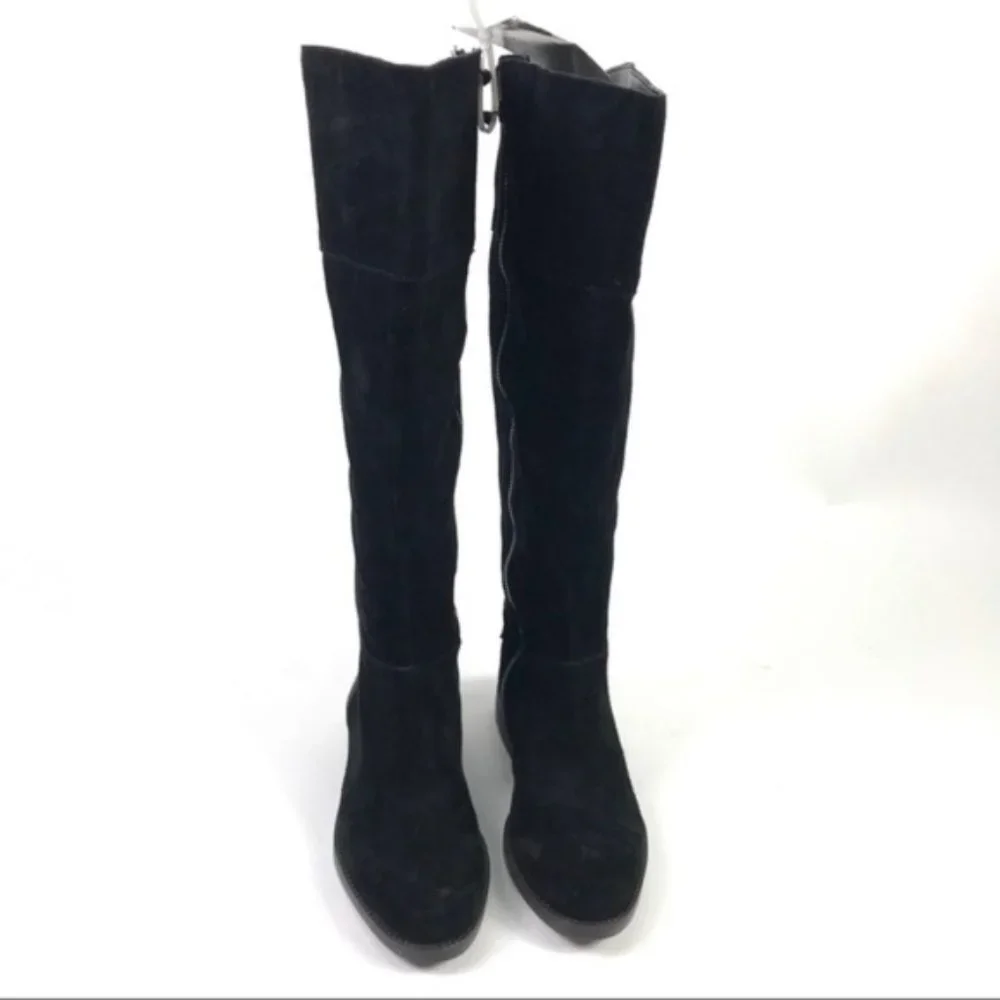 Franco Sarto Women’s Black Suede Wide Calf Boots 5.5M-WC Brand New